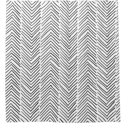 Doodle Handmade Herringbone Boho Minimal Scandi Douchegordijn (Voorkant)