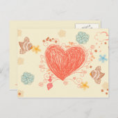 Doodle hart en vogels blij moeders dag briefkaart (Voorkant / Achterkant)