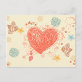 Doodle hart en vogels blij moeders dag briefkaart (Voorkant)