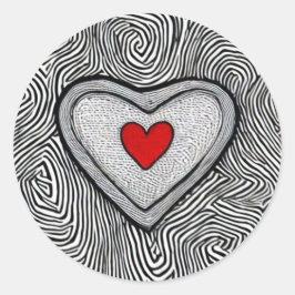 doodle hart liefde rond sticker bruiloft