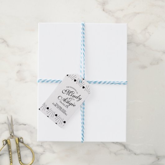 Doodle Harten Frame Script Huwelijk Cadeaulabel (Met Touw)