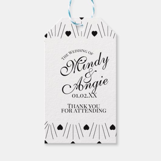 Doodle Harten Frame Script Huwelijk Cadeaulabel (Voorkant)