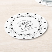 Doodle Harten Frame Script Huwelijk Ronde Kartonnen Onderzetter (Gebogen)