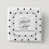 Doodle Harten Frame Script Huwelijk Vierkante Button 5,1 Cm (Voorkant)