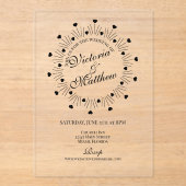 Doodle Harten Frame Script Trouwen Acryl Uitnodigingen (Voorkant)