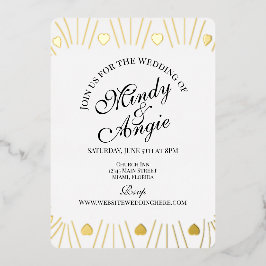 Doodle Harten Frame Script Trouwen Folie Uitnodiging