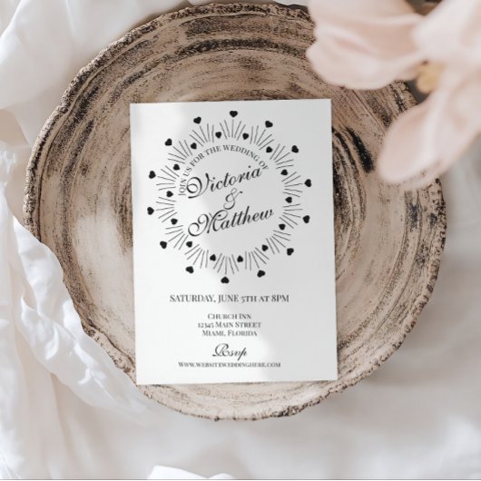 Doodle Harten Frame Script Trouwen Kaart