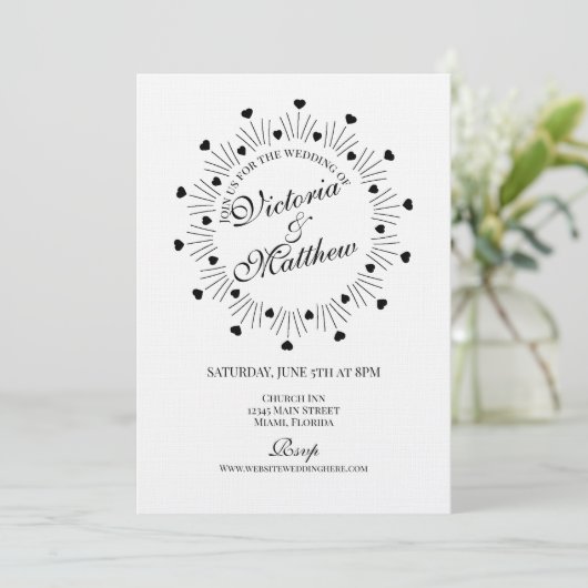 Doodle Harten Frame Script Trouwen Kaart (Staand voorkant)