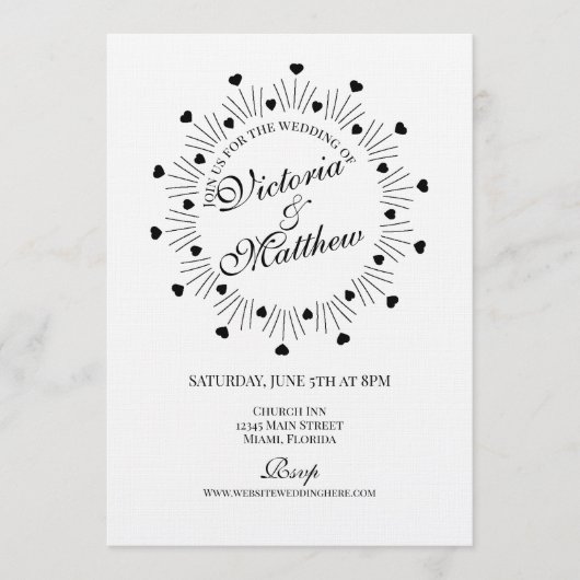 Doodle Harten Frame Script Trouwen Kaart (Voorkant)