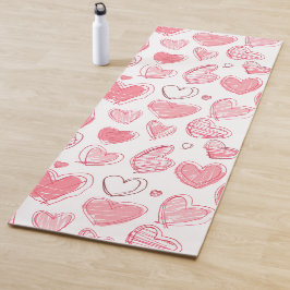 Doodle-harten op wit yogamat