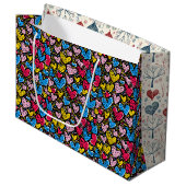 Doodle Harten & Winterbomen Grote Cadeautas (Voorkant Gekanteld)