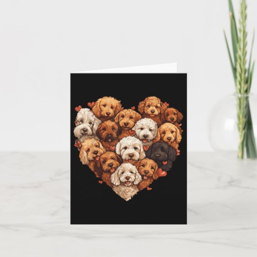 Doodle Hartvormige Schattigee Goldendoodle Hondenl Kaart (Voorkant)