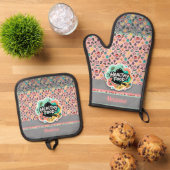Doodle Healthy Food Kitchen Knife Sticker Ovenwant & Pannenlap Set (Top down)