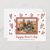 Doodle Heart Foto Valentijn Greeting Briefkaart (Voorkant / Achterkant)