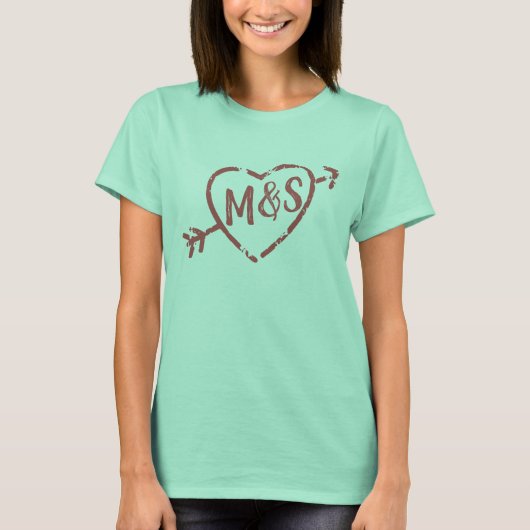 Doodle Heart Monogrammed T-shirt (Voorkant)