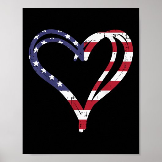 Doodle Heart ons American Flag Memorial Day 4th of Poster (Voorkant)