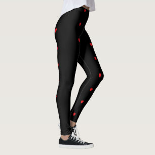 Doodle Heart Patronen Red Black Aangepast Cute  Leggings