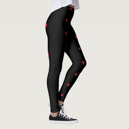 Doodle Heart Patronen Red Black Aangepast Cute  Leggings (Rechts)