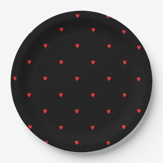 Doodle Heart Patronen Red Black - Aangepast geluid Papieren Bordje (Voorkant)
