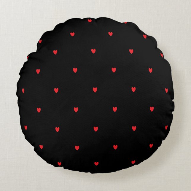 Doodle Heart Patronen Red Black - Aangepast geluid Rond Kussen (Voorkant)