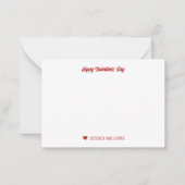 Doodle Heart Pattern Black White Valentijnsdag Notitiekaartje (Voorkant)