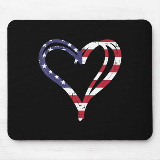 Doodle Heart US American Flag Memorial Day 4e van Muismat (Voorkant)