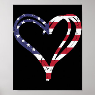 Doodle Heart US American Flag Memorial Day 4e van Poster