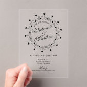 Doodle Hearts Frame Script Wedding Acryl Uitnodigingen (Insitu (Draagbaar))