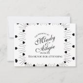 Doodle Hearts Frame Script Wedding Bedankkaart (Voorkant)