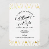 Doodle Hearts Frame Script Wedding Folie Uitnodiging (Voorkant)