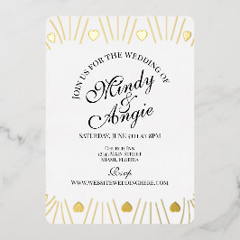 Doodle Hearts Frame Script Wedding Folie Uitnodiging