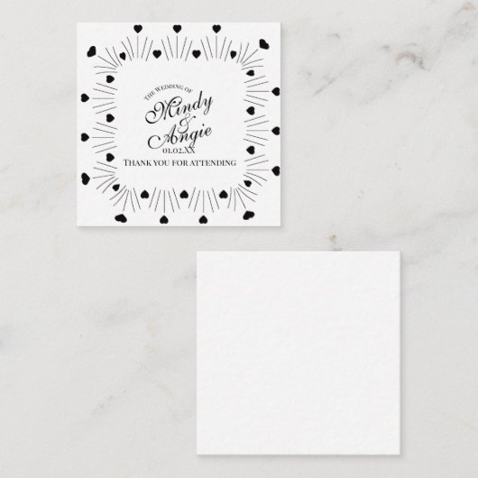 Doodle Hearts Frame Script Wedding Informatiekaartje (Voorkant / Achterkant)