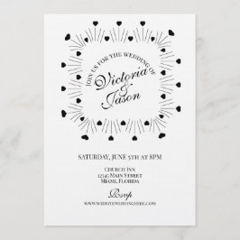 Doodle Hearts Frame Script Wedding Kaart