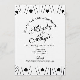 Doodle Hearts Frame Script Wedding Kaart