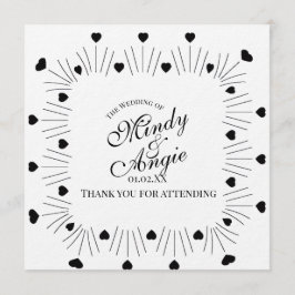 Doodle Hearts Frame Script Wedding Kaart
