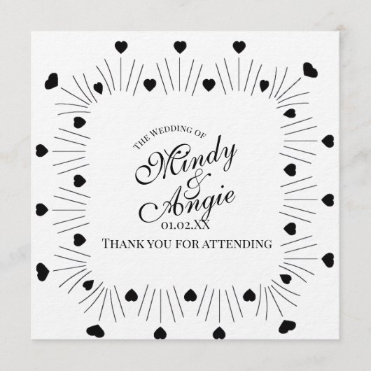 Doodle Hearts Frame Script Wedding Kaart (Voorkant)