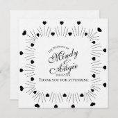 Doodle Hearts Frame Script Wedding Kaart (Voorkant / Achterkant)