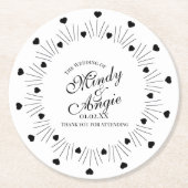 Doodle Hearts Frame Script Wedding Ronde Kartonnen Onderzetter (Voorkant)