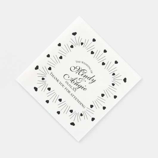 Doodle Hearts Frame Script Wedding Servet (Hoek)