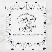 Doodle Hearts Frame Script Wedding Wijn Etiket (Enkel label)