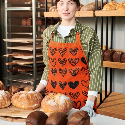 Doodle Hearts Hand-Drawn Illustratie Apron Schort