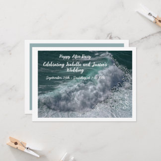Doodle hearts, ocean photo, and love kaart