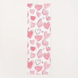 Doodle Hearts On White Yogamat