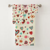 Doodle Hearts Patroon Bad Handdoek (Insitu)