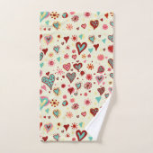Doodle Hearts Patroon Bad Handdoek (Handdoek)