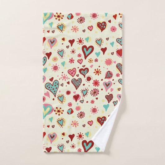 Doodle Hearts Patroon Bad Handdoek (Handdoek)