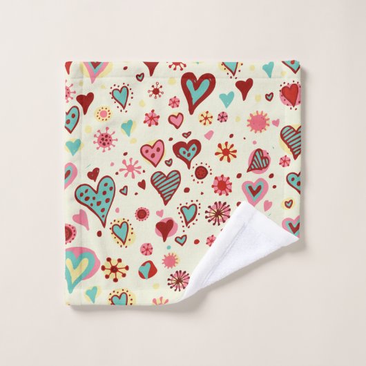 Doodle Hearts Patroon Bad Handdoek (Wasdoekje)