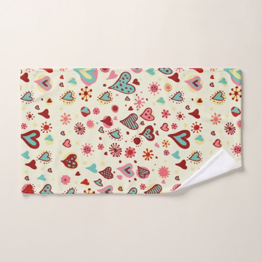 Doodle Hearts Patroon Bad Handdoek (Handdoek)