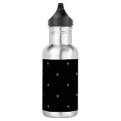 Doodle Hearts Patterns Zwart Grijs Monogram Initia Waterfles (Rechts)