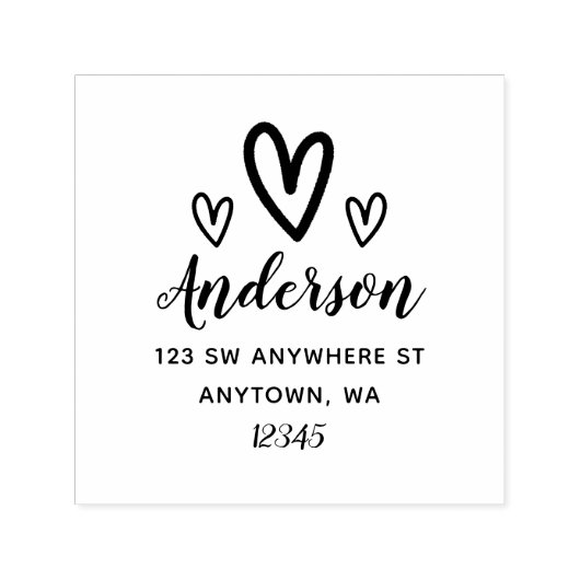 Doodle Hearts Return Address Personated Zelfinktende Stempel (Design)